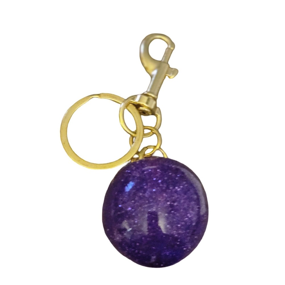 Purple Glitter Resin‎ Apple Charm Gold Tone Leaf Fruit Pendant Accessory